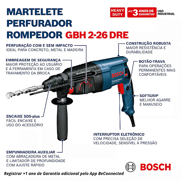 MARTELETE BOSCH GBH 2-26DRE 800W 127V