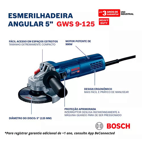 ESMIRILHADEIRA BOSCH  5" GWS9-125 900W  220V