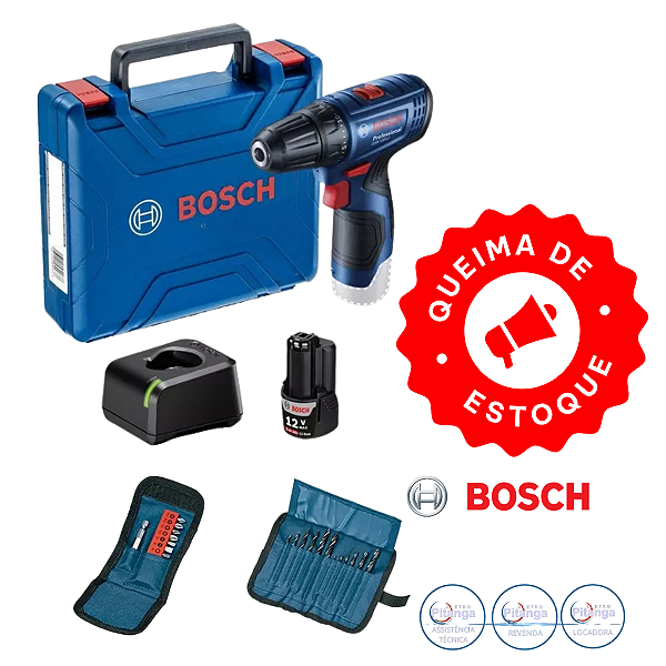 PARAFUSADEIRA E FURADEIRA A BATERIA BOSCH GSR 120-LI  -  COM ACESSÓRIOS