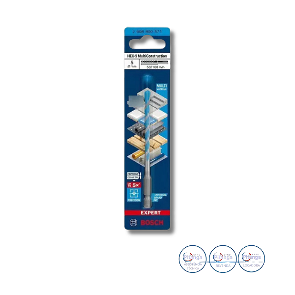 BROCA MULTI CONSTRUÇÃO BOSCH HEX-9 5X50X100MM