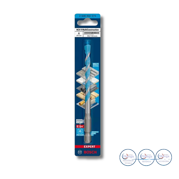 BROCA MULTI CONSTRUÇÃO BOSCH HEX-9 6X90X150MM