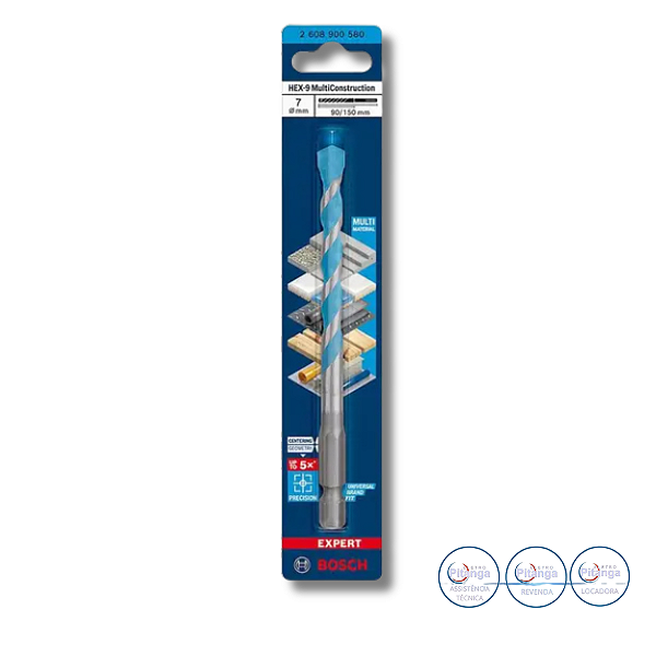 BROCA MULTI CONSTRUÇÃO BOSCH HEX-9  7X90X150MM