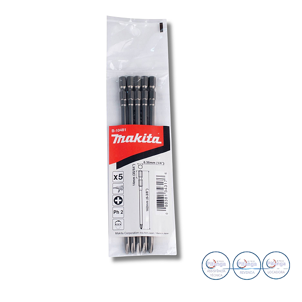 KIT BITS PHILIPS MAKITA PH2 182MM  5PCS B-10481