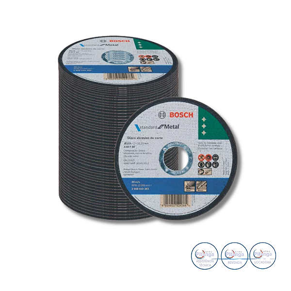 Disco de Corte  Standard Metal/Inox Bosch 115x1,0mm - 1 UNIDADE - 2 608 619 383