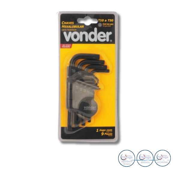 CHAVES HEXALOBULAR VONDER CURTA T10-T50 9PECAS 35.73.010.050