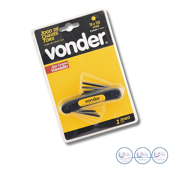 CHAVES HEXALOBULAR VONDER CURTA T6-T25 COM SUPORTE  35.73.006.025