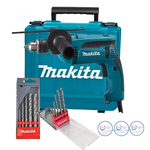FURADEIRA DE IMPACTO MAKITA HP 1640KX1 760W 127V COM MALETA E KIT BROCA