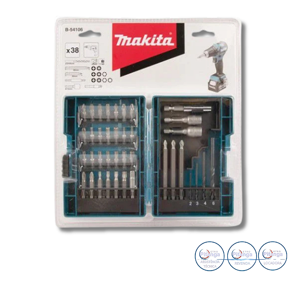 KIT MAKITA DE ACESSORIOS PARA FURAR E PARAFUSAR 38 PECAS - B-54106