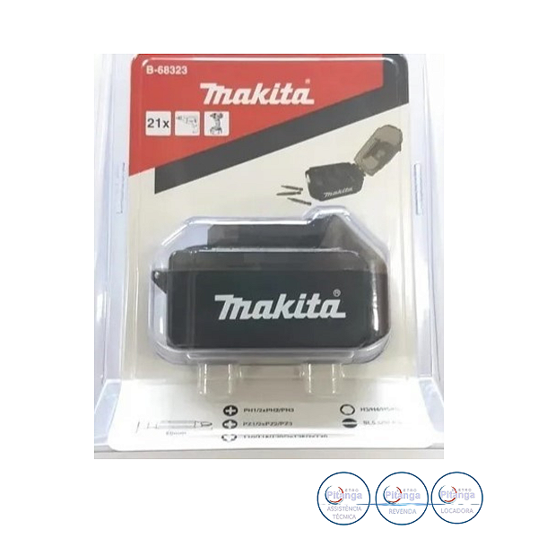 JOGO PONTAS DE BITS MAKITA COM 21 PEÇAS EM ESTOJO TIPO BATERIA - B-68323