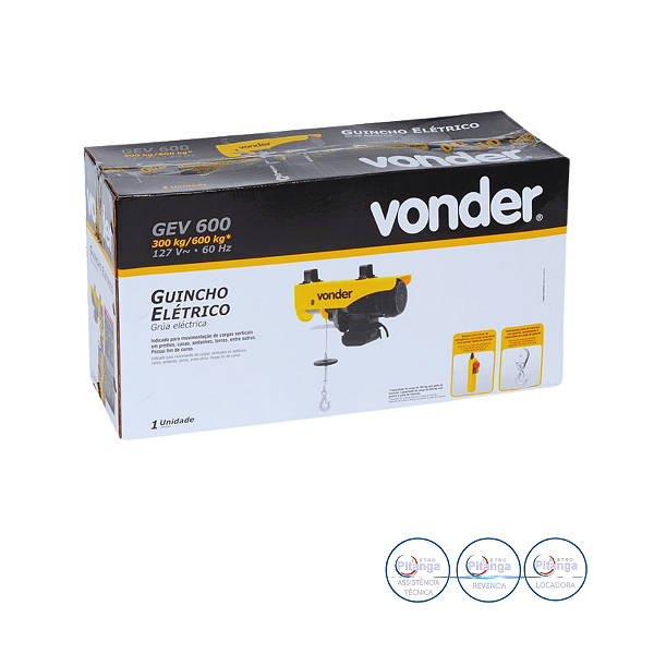 GUINCHO ELETRICO VONDER  300/600KG GEV600 127V  61.95.600.127
