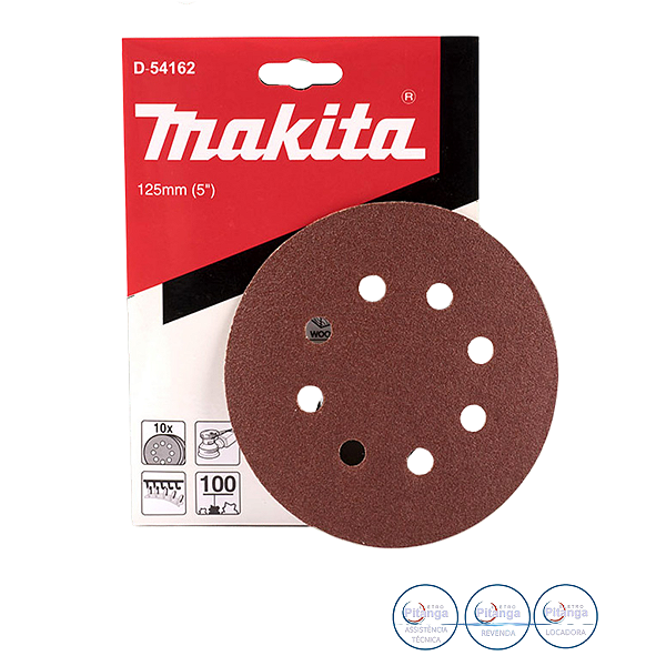 10 DISCOS DE LIXA 125MM GRÃO 100 MAKITA  D-54162