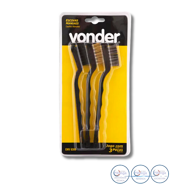 JOGO DE ESCOVAS MANUAIS VONDER 3 PEÇAS - 35.99.300.300