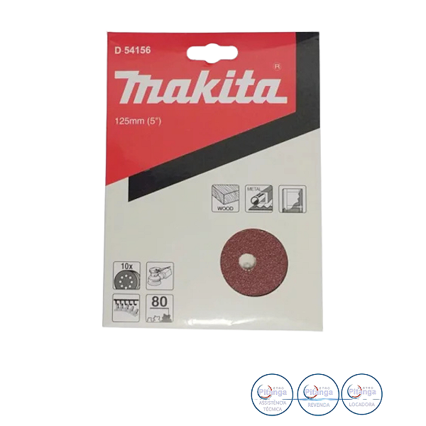 10 DISCOS DE LIXA 125MM GRÃO 80 MAKITA - D-54156