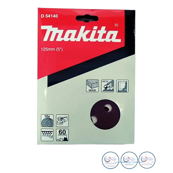 10 DISCOS DE LIXA 125MM GRÃO 60 MAKITA - D-54140