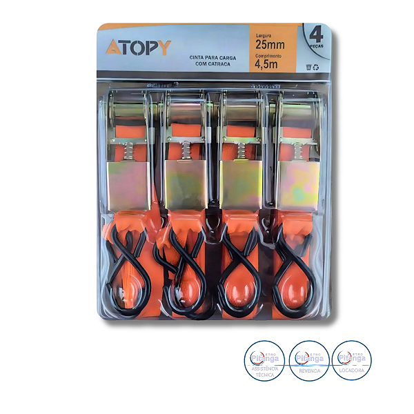 CINTA PARA CARGA 4,5M X 25MM COM CATRACA 4 PEÇAS ATOPY – ATP-21515