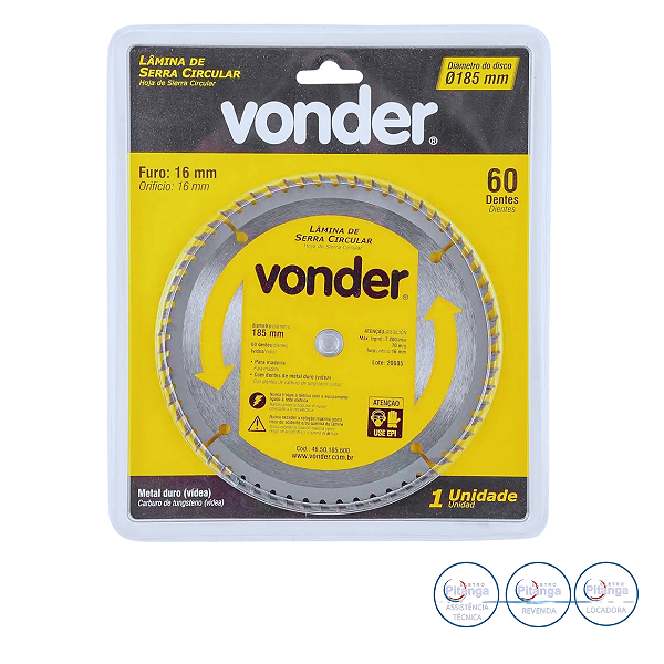LAMINA SERRA CIRCULAR VONDER VIDEA 185X20X60D 46.50.185.060