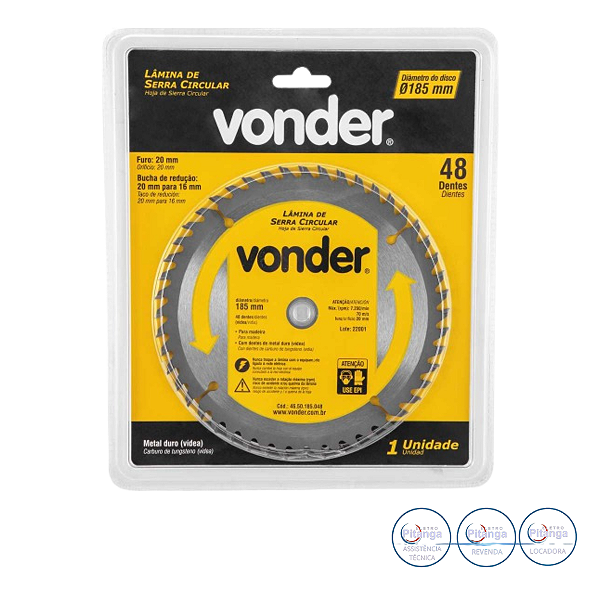 LAMINA SERRA CIRCULAR VONDER VIDEA 185X20X48D - 46.50.185.048