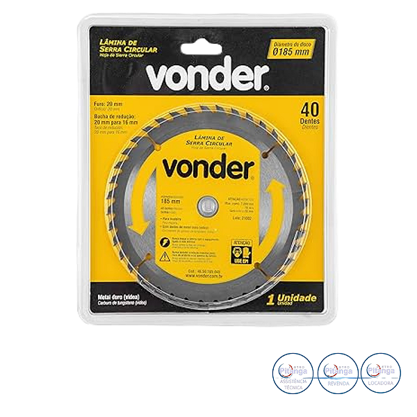 LAMINA SERRA CIRCULAR VONDER VIDEA 185X20X40D 46.50.185.040