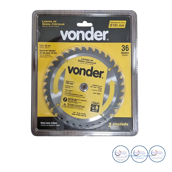 LAMINA SERRA CIRCULAR VONDER VIDEA 185X20X36D 46.50.185.036