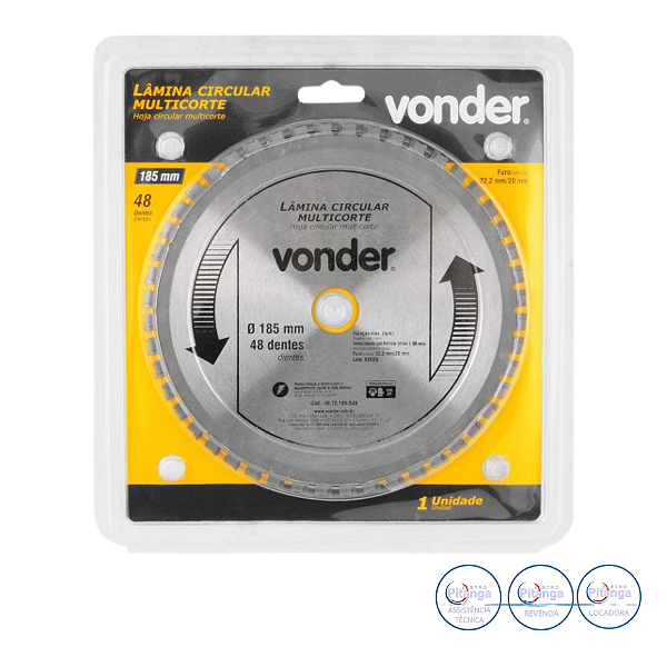LAMINA SERRA CIRCULAR VONDER MULTICORTE 185X1.1X1.6X48 - 46.75.185.048