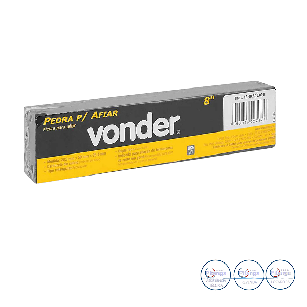 PEDRA AFIAR 8" DUPLA FACE VONDER 12.40.800.000