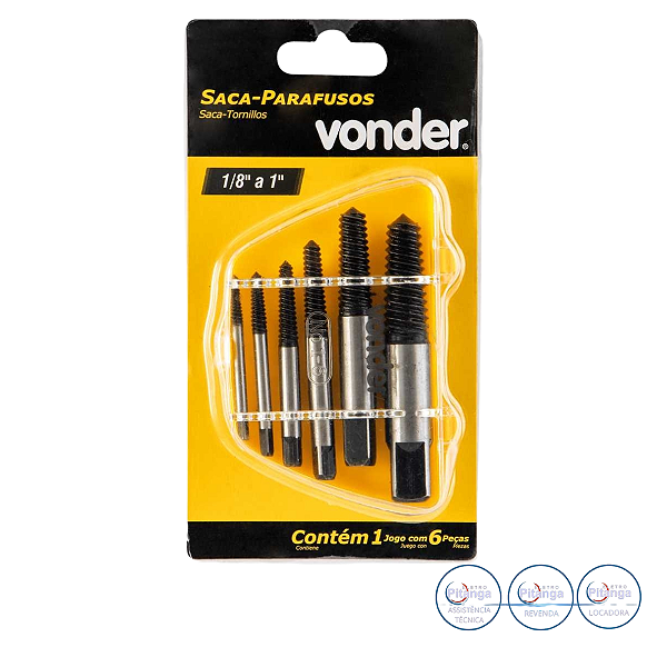 SACA PARAFUSO VONDER JOGO COM 6 PÇS 35.99.180.100