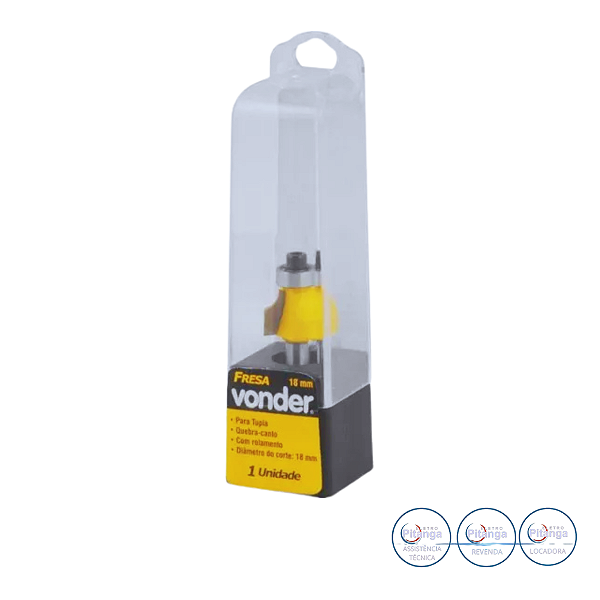 FRESA RUTEADORA QUEBRA CANTO  VONDER COM ROLAMENTO 18MM - 53.14.100.018