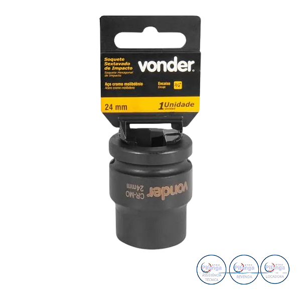 SOQUETE SEXTAVADO IMPACTO VONDER 3/4" 24MM AÇO CROMO 30.61.340.024