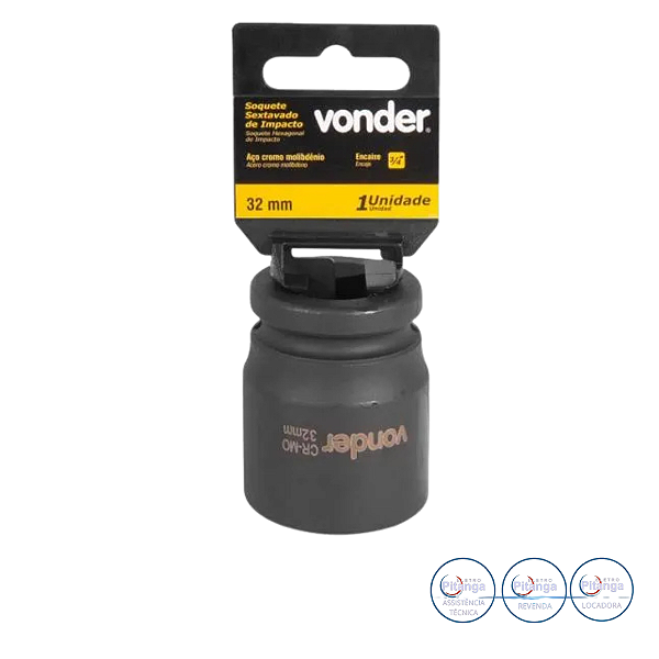 SOQUETE SEXTAVADO IMPACTO VONDER 3/4" 32MM AÇO CROMO 30.61.340.032