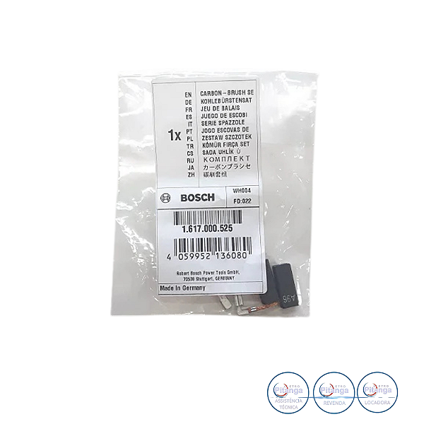 JOGO DE ESCOVA CARVÃO BOSCH 127V/220V PARA MARTELETES MODELOS GBH – 1 617 000 525