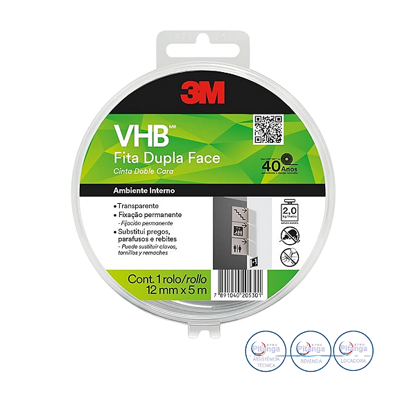 FITA DUPLA FACE VERDE 12MMX5M VHB 4910 ESTOJO 3M