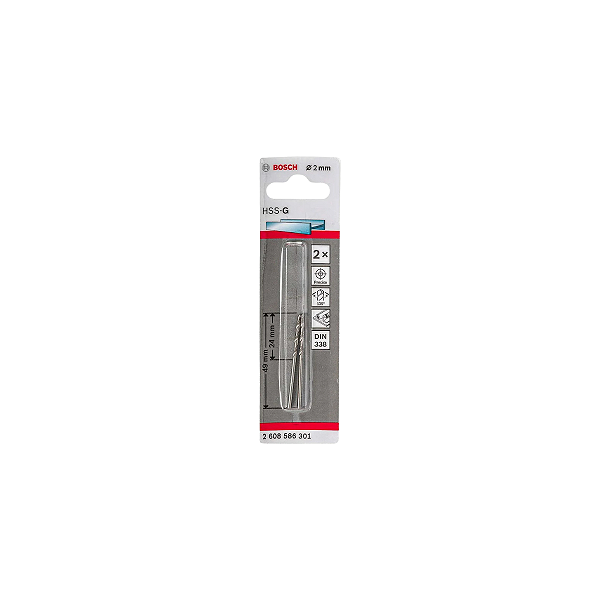 2 UNIDADES BROCA BOSCH FERRO 2MM  HSS-G 2 608 586 301