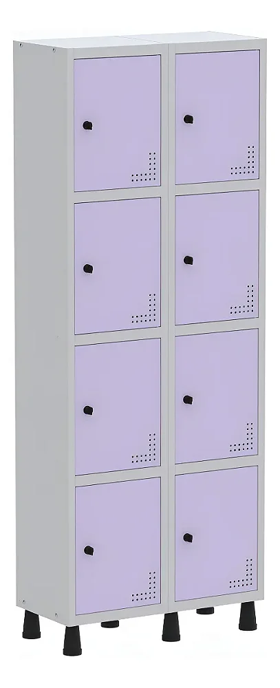 Armário Locker Guarda Volume Aço Light 08 Portas Lilas