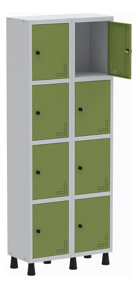 Armário Locker Guarda Volume Aço Light 08 Portas Verde