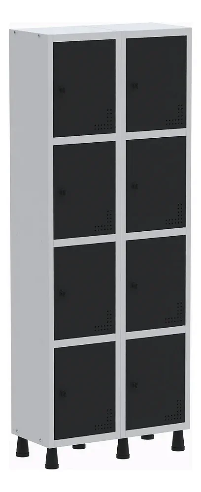 Armário Locker Guarda Volume Aço Light 08 Portas Preta