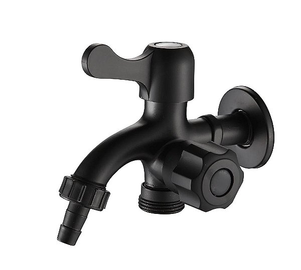 Torneira Metal Para Tanque Com Duas Saídas 1/4 Volta Preto