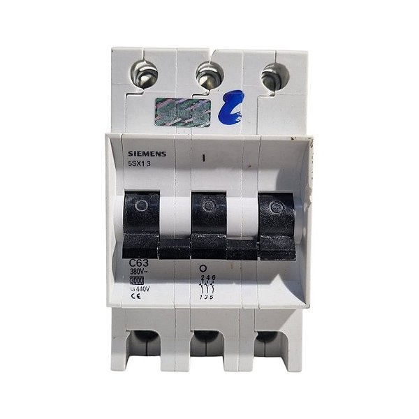 Disjuntor Siemens 5sx1 363-7 3p 63a Curva C 3ka 380v