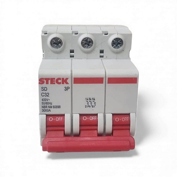 Disjuntor Tripolar 32a curva C Sdd63c32 Steck 400V