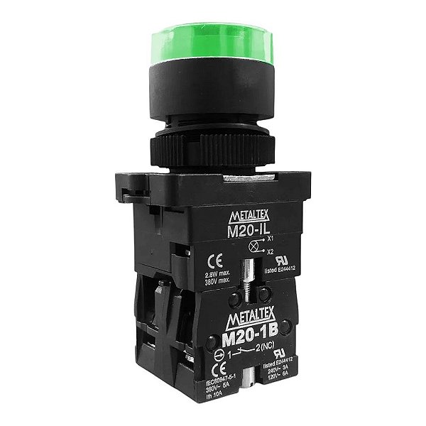 Botão Comando Pulsador para Metaltex - P20IGR-G7-1C 24VCA