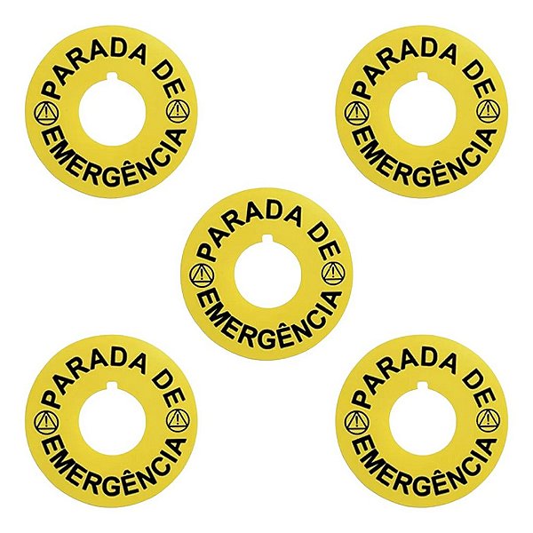 Kit 5 Unidade Etiquetas Botão Emergência 22mm Adequação Nr12