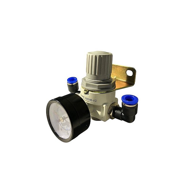 Regulador De Pressão 1/4'' 10bar Com Suporte De Fixação Ghpc