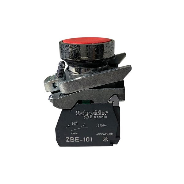 Botão Metal com LED Schneider 24v 1na+1nf XB4BW34B5 Red