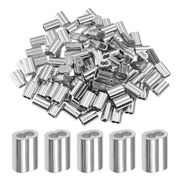 KIT 120 Terminais de Crimpagem p/ Cabos de Aço 1/8 POLEGADAS