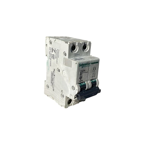 Disjuntor Bipolar Schneider C60n B10 Curva C 10a 440v 6ka