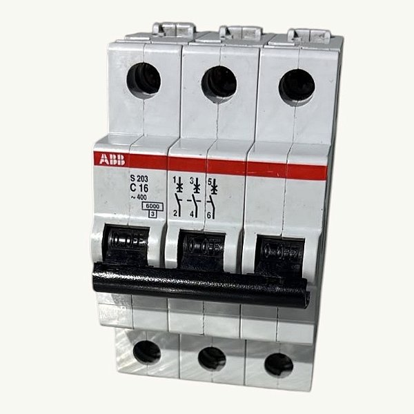 Minidisjuntor 3P Curva C 16A S203-C16 ABB