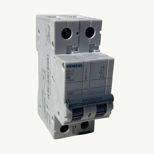 Disjuntor Bipolar para Siemens 5sl12 Mcb Curva C 6a 400v 3ka