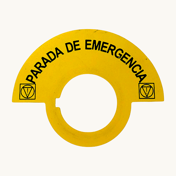 Kit 10 Etiqueta Emergencia Amarela para Botoeira - 22mm NR12