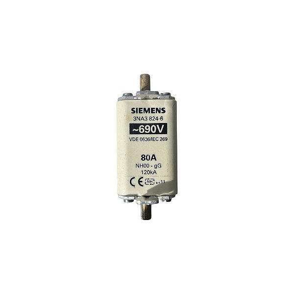 Fusível Nh00 Siemens 80a 690v Gg 3na3824-6