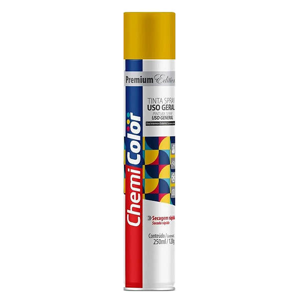 Tinta Spray Uso Geral Amarelo Baston 250ml Secagem Rápida