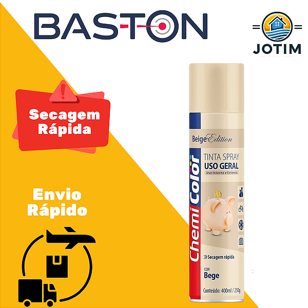 Tinta Spray Uso Geral Bege Baston 400ml Secagem Rápida